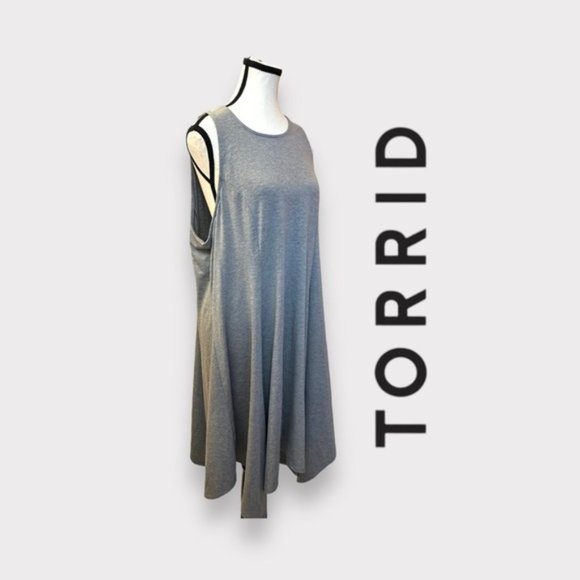 Women’s Torrid Heather Grey Midi Jersey Trapeze Dress 2 - Picture 4 of 12